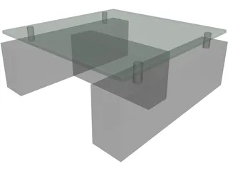 Coffee Table with Glass 3D Model preview