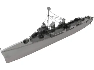 Fletcher Class Destroyer 3D Model preview