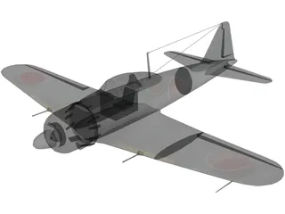 A6M Zero Ground Camo 3D Model preview