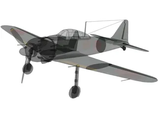 A6M Zero with Landing Gear 3D Model preview