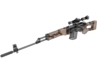 SVD Dragunov Sniper Rifle 3D Model preview