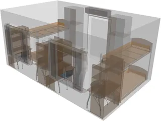 Dormitory Room 3D Model preview