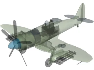 Hawker Sea Fury FB 11 3D Model preview