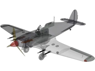 Hawker Hurricane IIC 3D Model preview