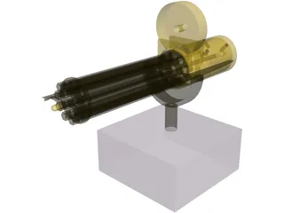 Gatling Gun Hand-Crank 3D Model preview