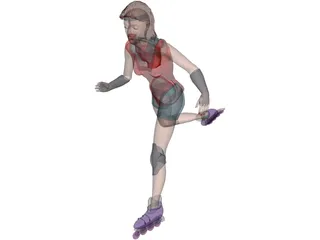 Woman with Scates 3D Model preview