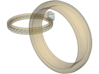 Wedding Rings 3D Model preview