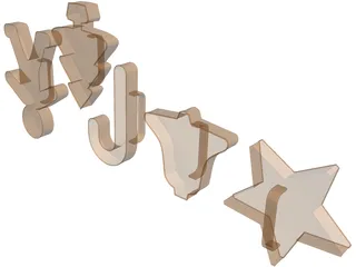 Xmas Cookie Cutters 3D Model preview