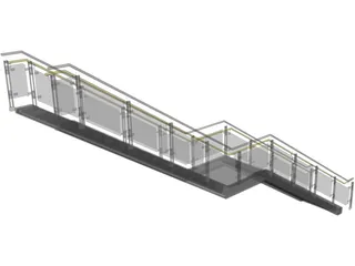Stair with Glass Rail 3D Model preview