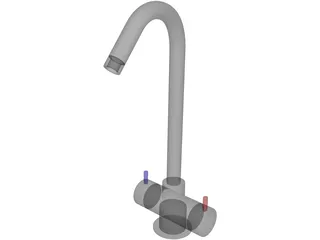 Modern Kitchen Faucet 3D Model preview