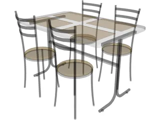 Table And Chairs Snack Bar 3D Model preview