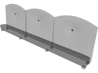 Booth 3 Panel Princeton 3D Model preview