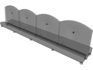 Booth 4 Panel Double Princeton 3D Model preview