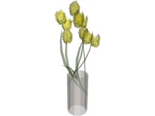 Tulips In Vase 3D Model preview