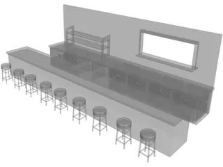 Diner Counter 3D Model preview
