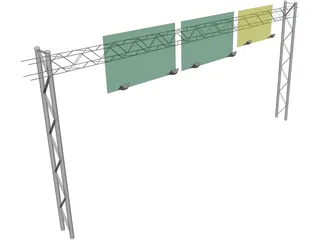 Highway Truss with Signs 3D Model preview