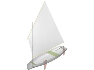 Dingy Sail Boat 3D Model preview