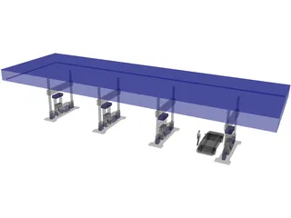 Gas Pumps and Canopy 3D Model preview