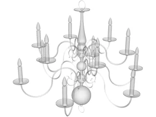 Colonial Chandelier 3D Model preview