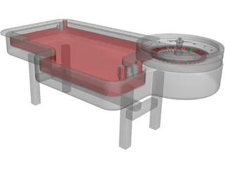Gambling Roulette Table 3D Model preview