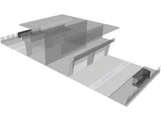 Pit Lane Boxes 3D Model preview