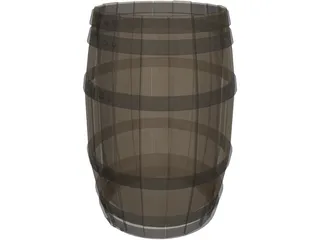 Wooden Barrel 3D Model preview