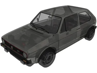 Volkswagen Golf Mk1 GTI Typ-17 (1975) 3D Model preview