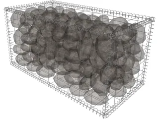 Natural Large Stone-Filled Metal Gabions 3D Model preview