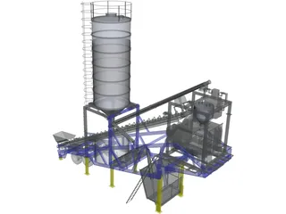Mobile Concrete Batching Plant Mixer 3D Model preview