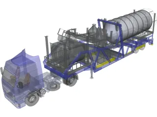 Mobile Concrete Batching Plant Mixer Unit Mobile 3D Model preview