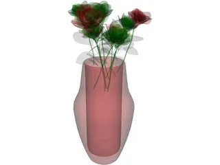 Roses in Vase 3D Model preview
