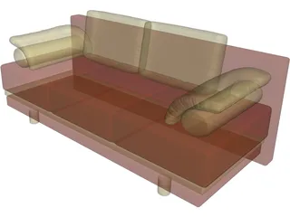Double Sofa 3D Model preview