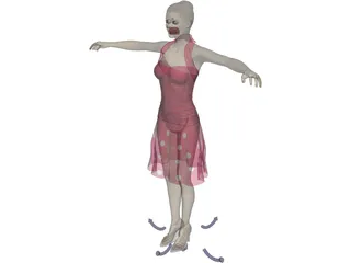 Summergirl in Strawberry Dress 3D Model preview