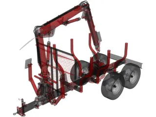 Truck Forest Trailer 3D Model preview
