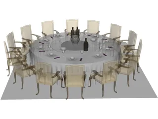 Catering Table 3D Model preview