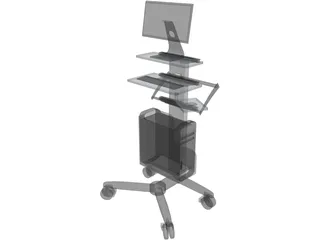 Mobile Computer Cart 3D Model preview