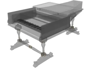 Vintage Piano 3D Model preview