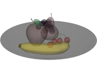 Fruits On Plate 3D Model preview