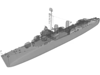 USS Kidd Destroyer 3D Model preview