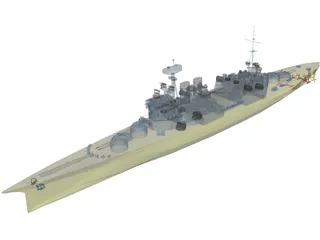Hood Battlecruiser Refit 3D Model preview