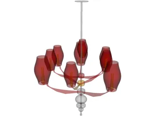 Modern Asian Chandelier 3D Model preview