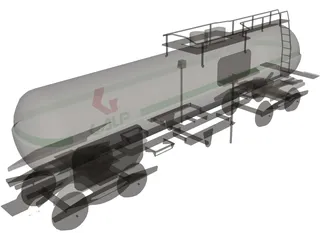 Oil Tank Train Car 3D Model preview