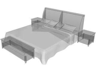 Double Bed 3D Model preview