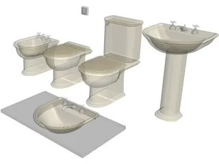 Bathroom Furniture Set 3D Model preview