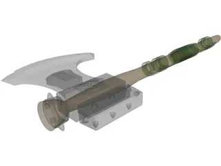 Medieval Battle Axe Handle 3D Model preview
