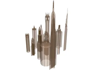 Futuristic Skyscraper Collection 3D Model preview