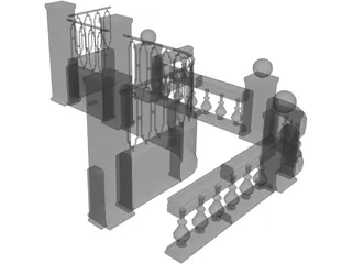Modular Fence Parts 3D Model preview
