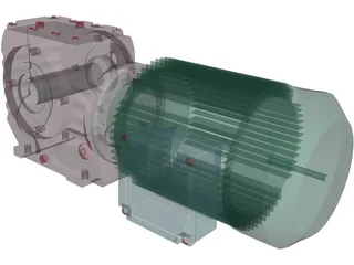 Worm Gear Motor Large 3D Model preview