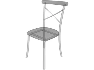 Metal Kitchen Chair with Padded Back 3D Model preview