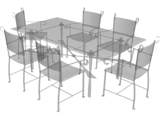 Table with Chairs 3D Model preview